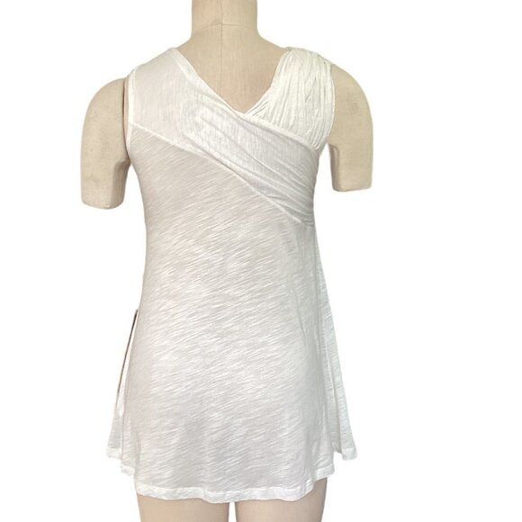 Deletta S Ivory with Gold Shimmer 100% Cotton Sleeveless Twist Front Top 168C - Picture 5 of 6